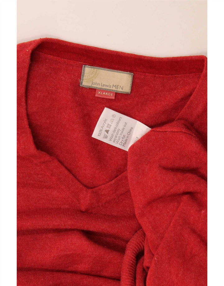 Maglione da uomo con scollo a V John Lewis XL rosso acrilico