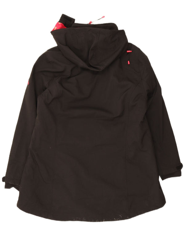 Giacca a vento vestibilità ampia con cappuccio da donna vintage UK 18 XL poliestere nero