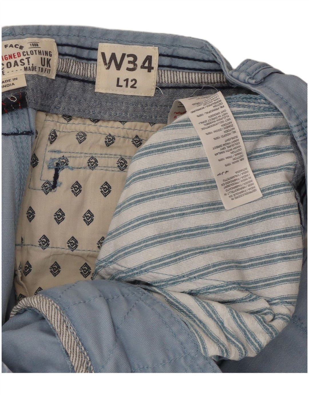 Pantaloncini cargo da uomo con vestibilità regolare Fat Face W34 Large in cotone blu