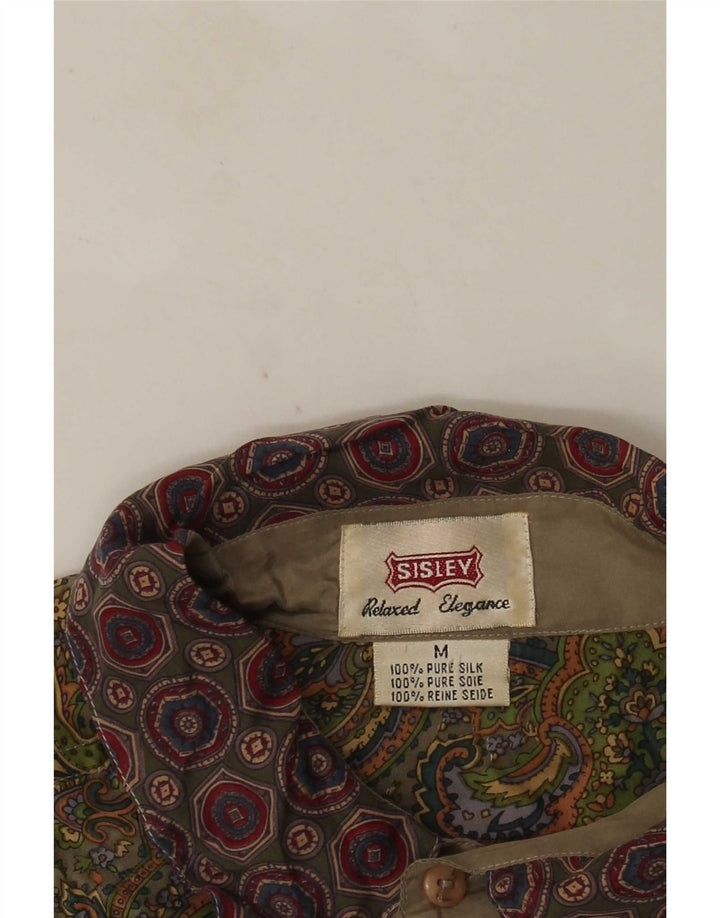 Camicia a maniche corte da uomo Sisley in seta cachemire beige medio