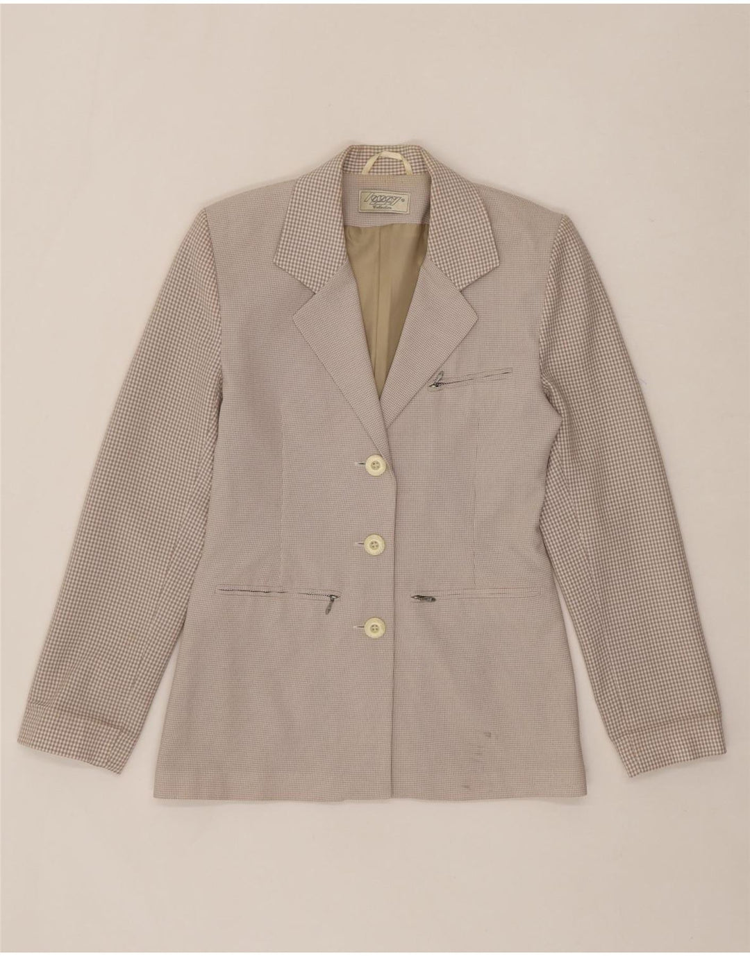 ORSAY Womens 3 Button Blazer Jacket EU 36 Small Grey Houndstooth Polyester Vintage Orsay and Second-Hand Orsay from Messina Hembry 