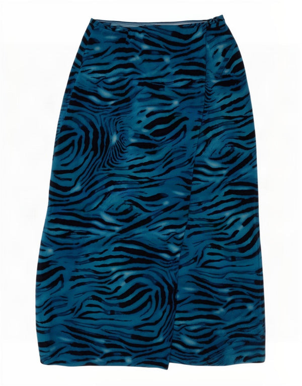 Laurel Womens Wrap Skirt EU 40 Medium W30 Blue Animal Print Rayon