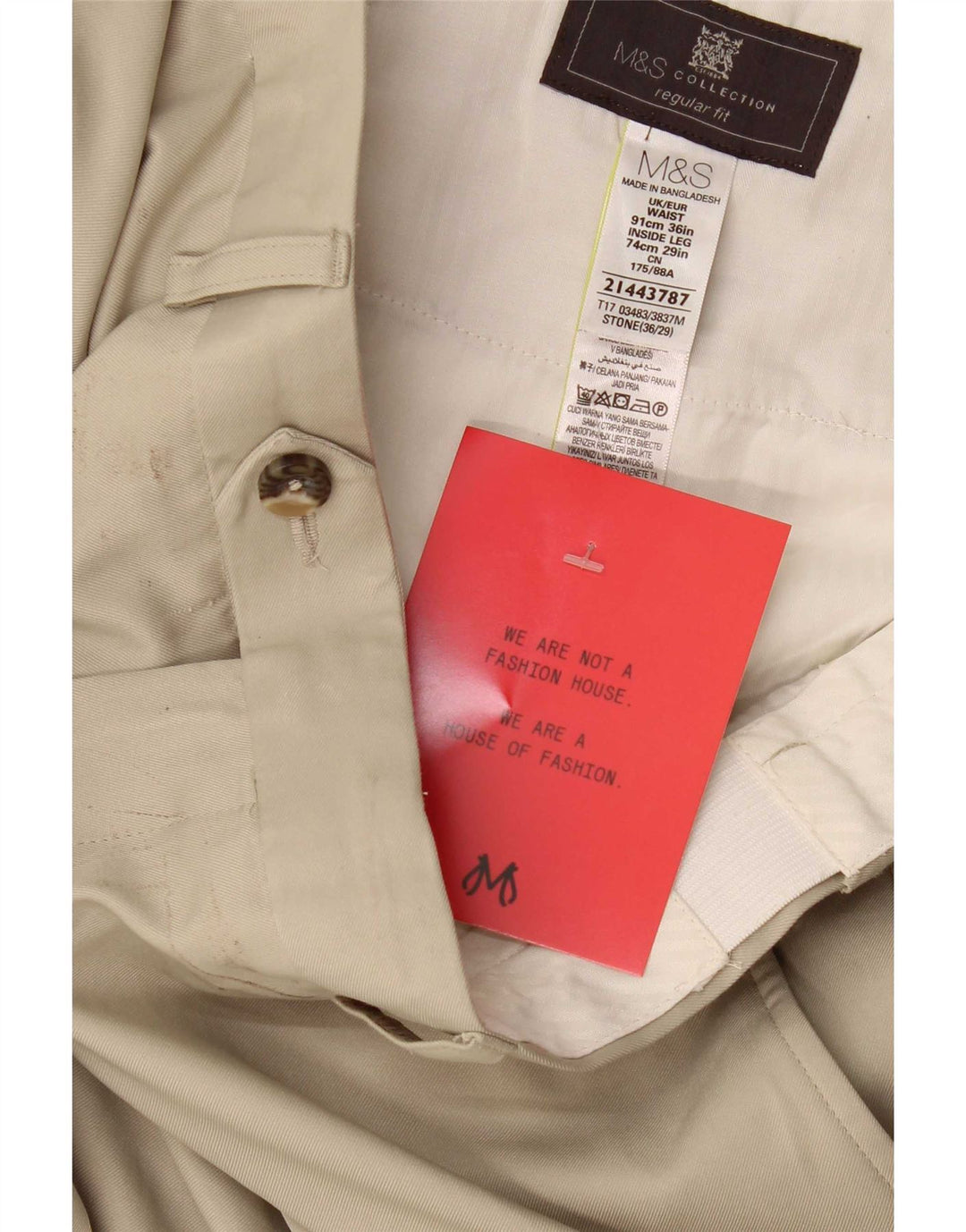 Pantaloni da abito vestibilità regolare Marks & Spencer da uomo W36 L29 Poliestere beige