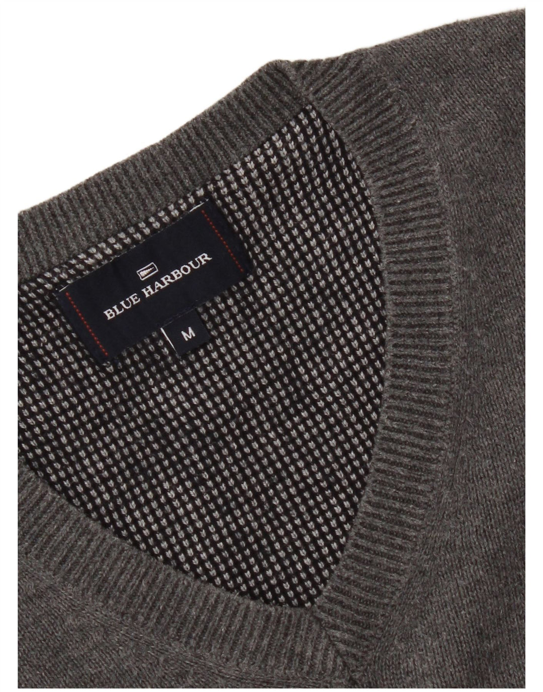 Maglione da uomo Marks & Spencer con scollo a V blu Harbour in cotone grigio medio