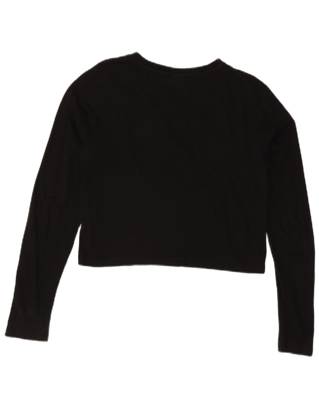 Top corto grafico da donna FILA manica lunga UK 14 medio nero
