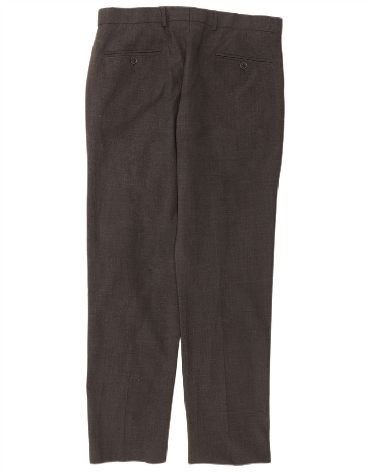 Pantaloni da abito dritti da uomo Marks & Spencer W32 L31 lana grigia