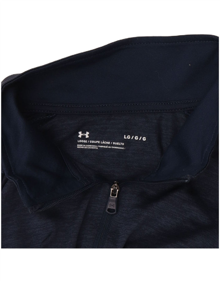 Maglia da uomo Under Armour vestibilità ampia con collo e zip a maniche lunghe grande blu
