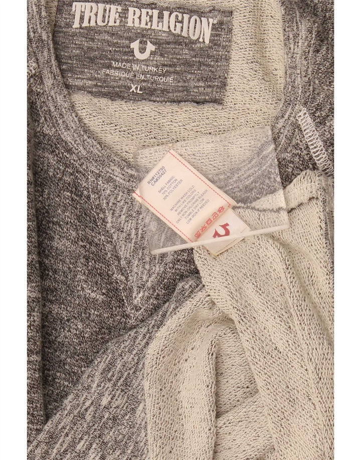 Felpa da uomo True Religion Maglione XL Cotone chiazzato grigio