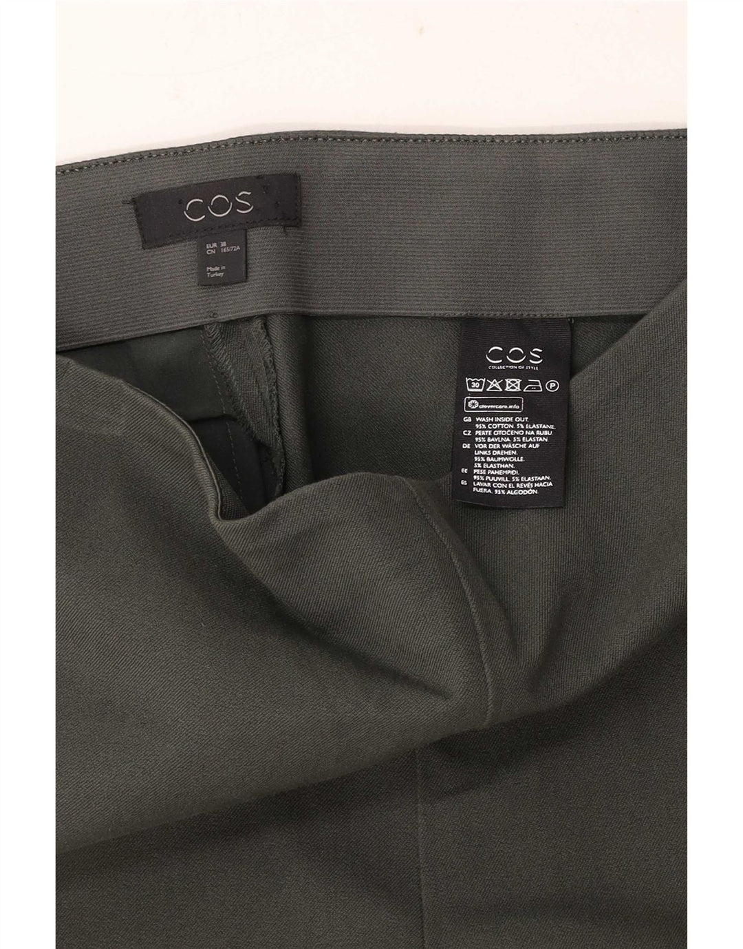 Pantaloni casual regolari da donna Cos EU 38 medi W28 L26 cotone verde