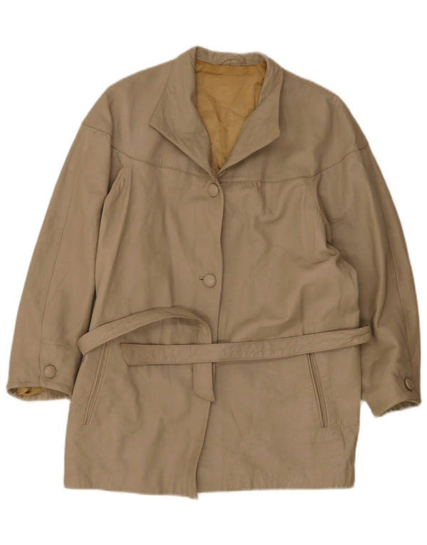 Giacca in pelle vintage da donna EU 40 Beige medio