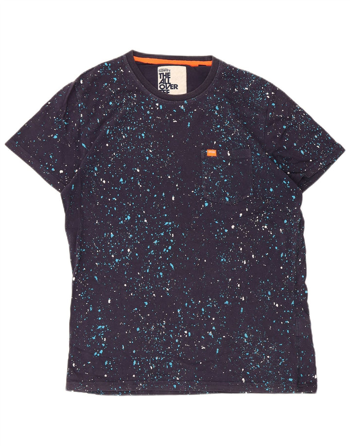 T-shirt da uomo Superdry Top grande in cotone maculato blu navy
