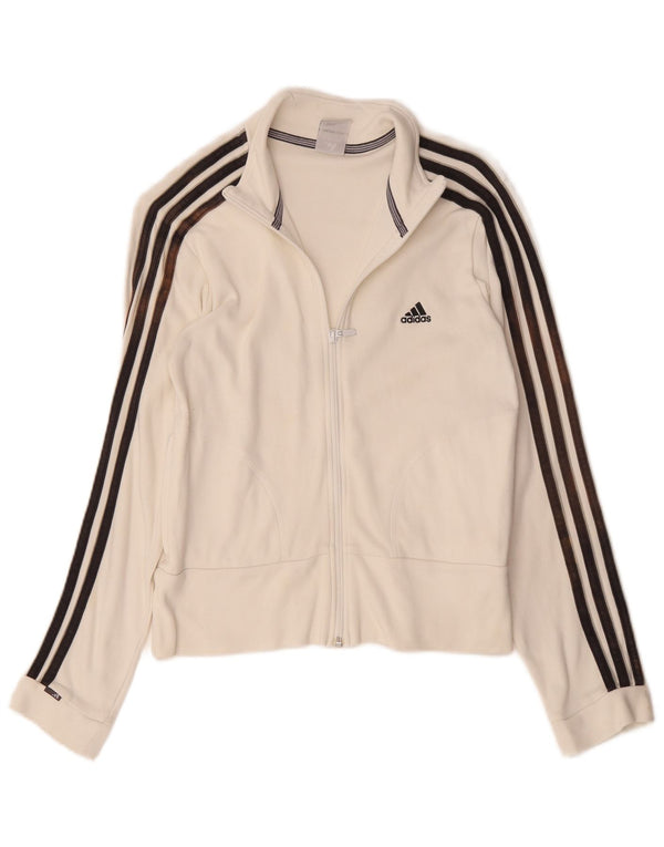 Giacca da tuta da donna Adidas UK 12 cotone bianco medio