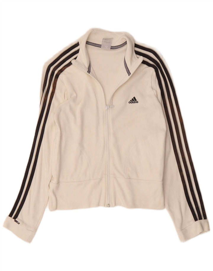 Giacca da tuta da donna Adidas UK 12 cotone bianco medio
