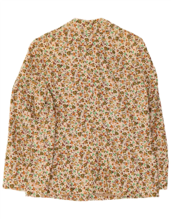 Giacca blazer vintage da donna a 5 bottoni UK 12 Beige medio floreale