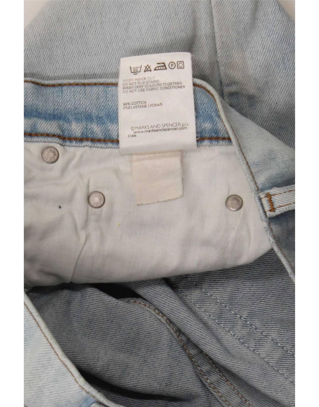 Jeans a gamba larga da donna Marks & Spencer W34 L29 cotone blu