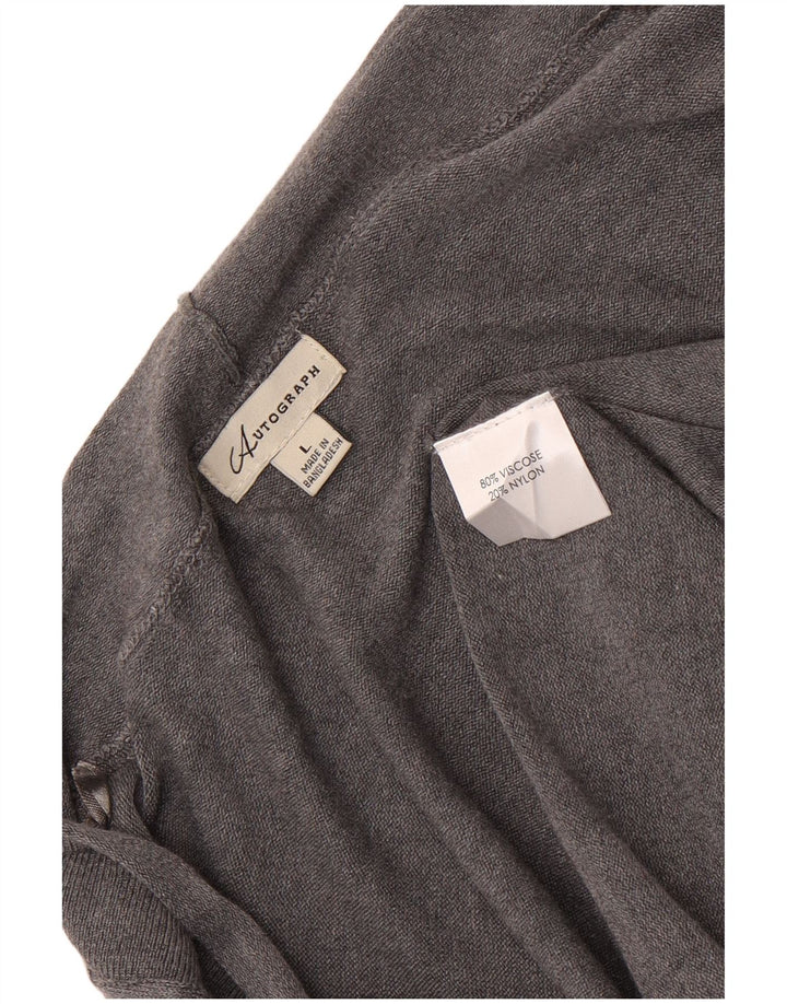 Maglione cardigan lungo autografo da donna Marks & Spencer UK 16 grande grigio