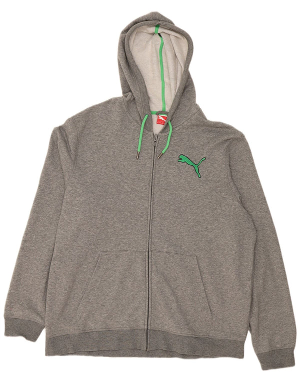 Felpa con cappuccio e zip da uomo Puma 2XL cotone chiazzato grigio