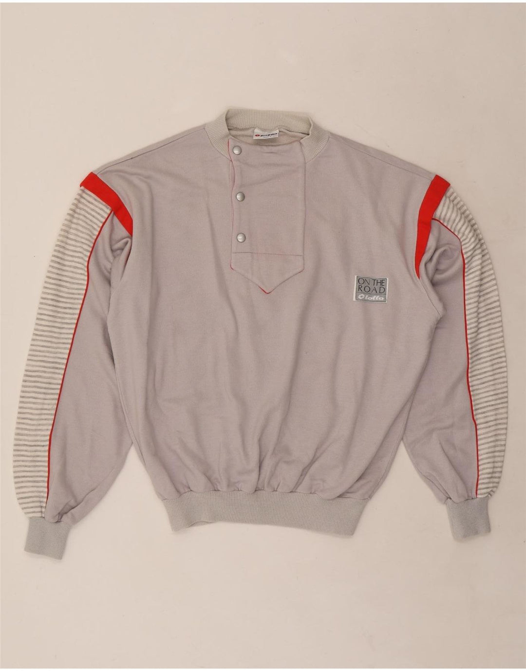 LOTTO Felpa da donna con collo abbottonato, maglione UK 14 Gessato grigio medio