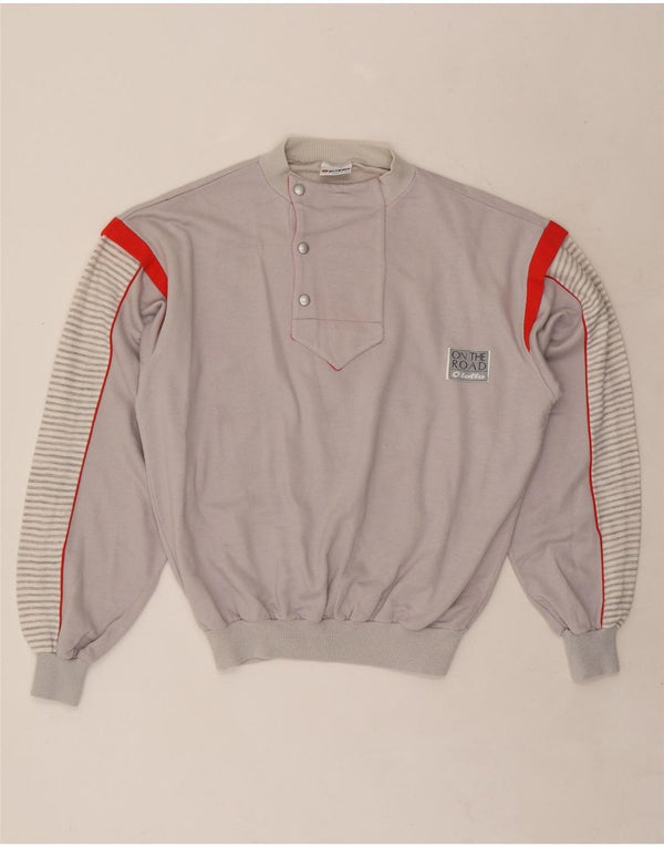 LOTTO Felpa da donna con collo abbottonato, maglione UK 14 Gessato grigio medio