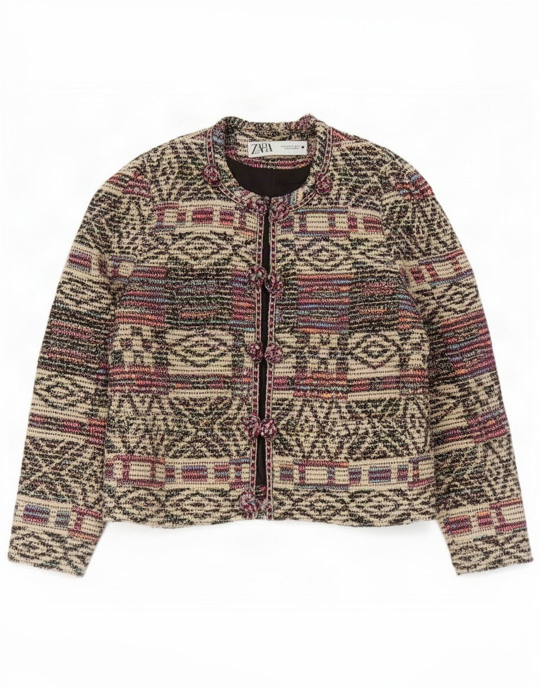Giacca blazer oversize da donna Zara UK 10 piccola multicolore geometrica