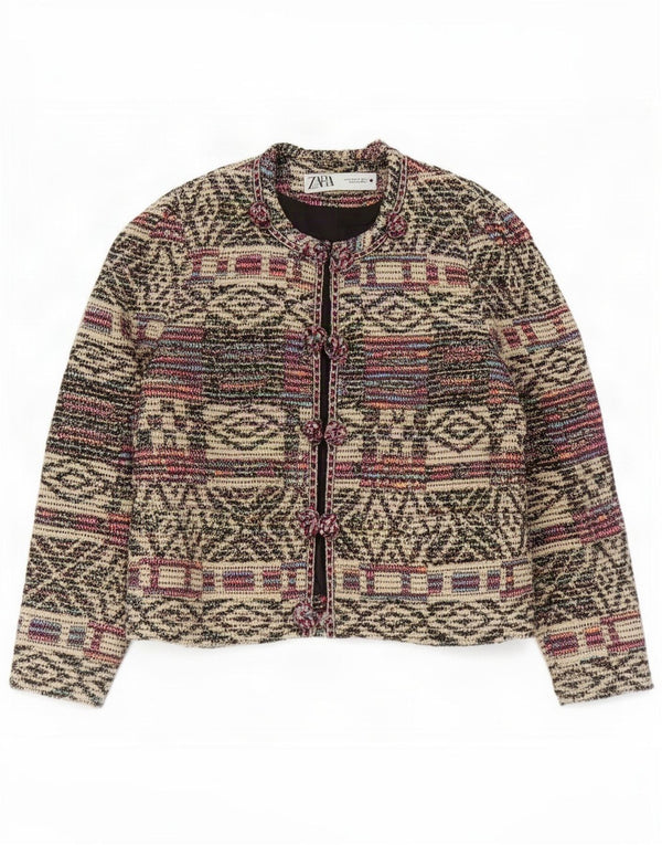 Giacca blazer oversize da donna Zara UK 10 piccola multicolore geometrica