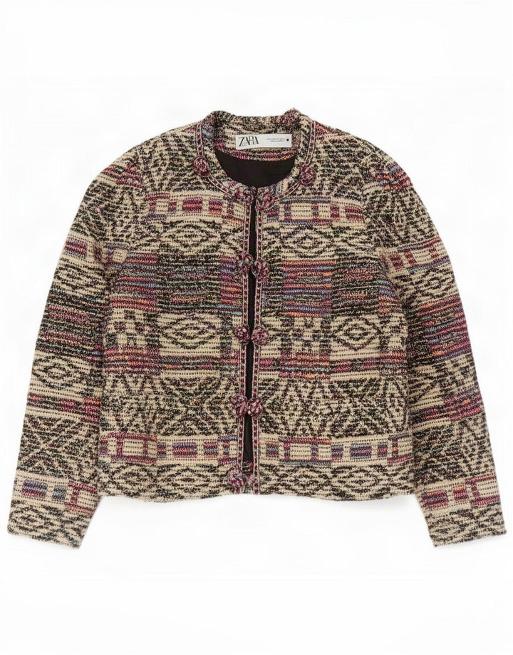 Giacca blazer oversize da donna Zara UK 10 piccola multicolore geometrica