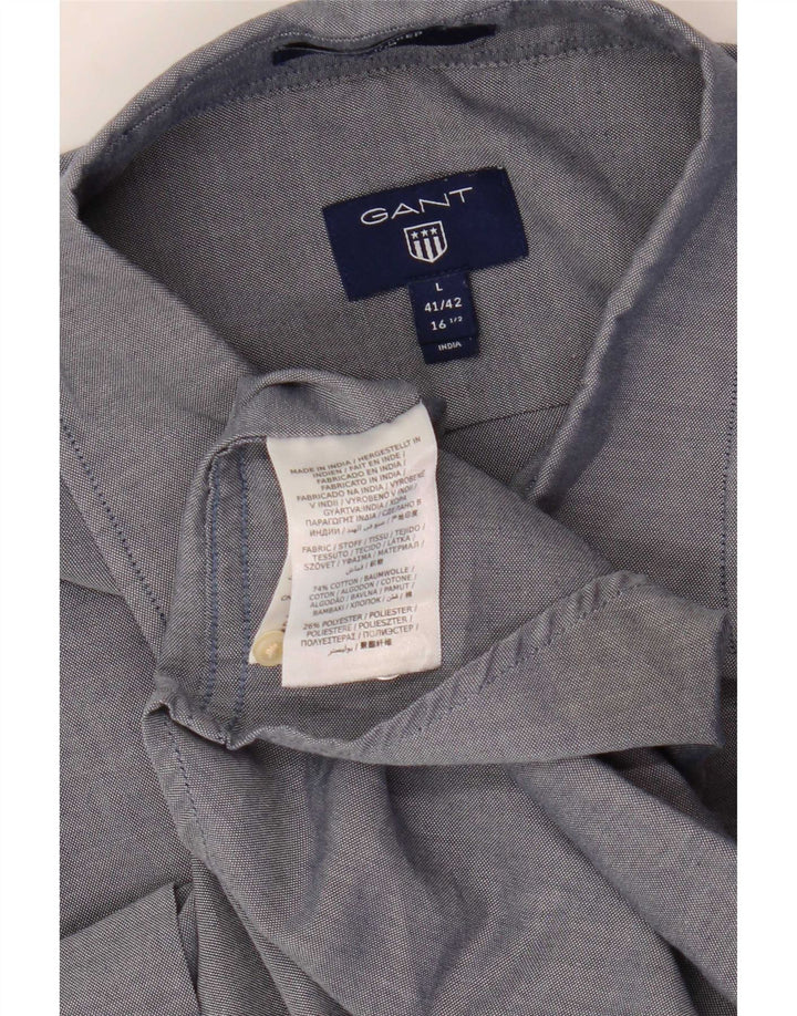 Camicia slim da uomo Gant taglia 41/42 16 1/2 grande cotone blu