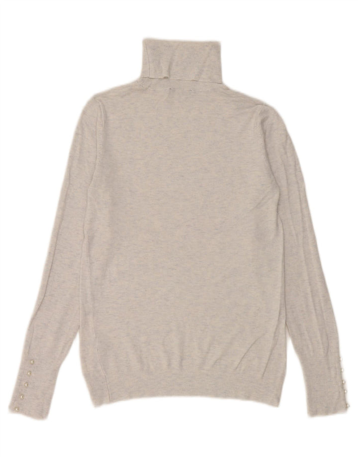 Maglione maglione a collo alto da donna Zara UK 12 Viscosa screziata bianca media