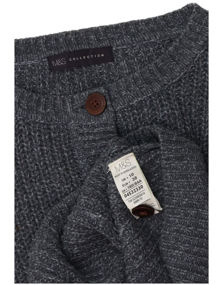 Maglione cardigan da donna Marks & Spencer UK 10 Piccolo acrilico chiazzato grigio