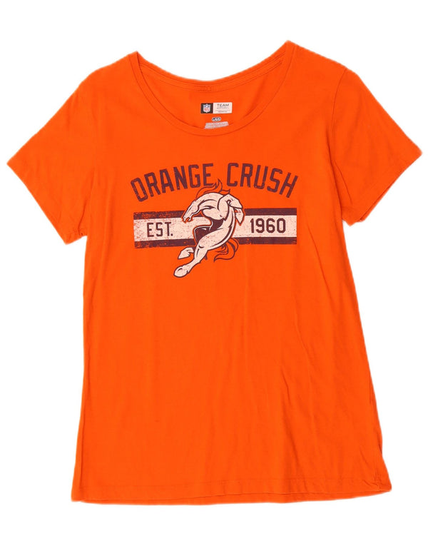 NFL Womens Denver Broncos Graphic T-Shirt Top UK 14 Large Orange Cotton