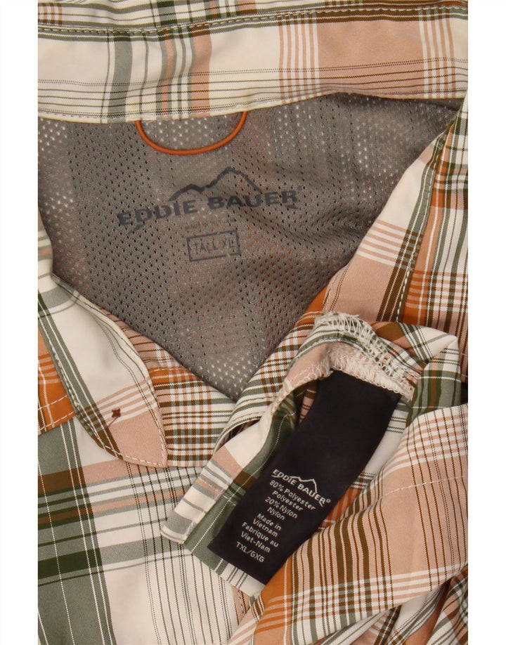 EDDIE BAUER Camicia a maniche corte da uomo XL Poliestere a quadri multicolore