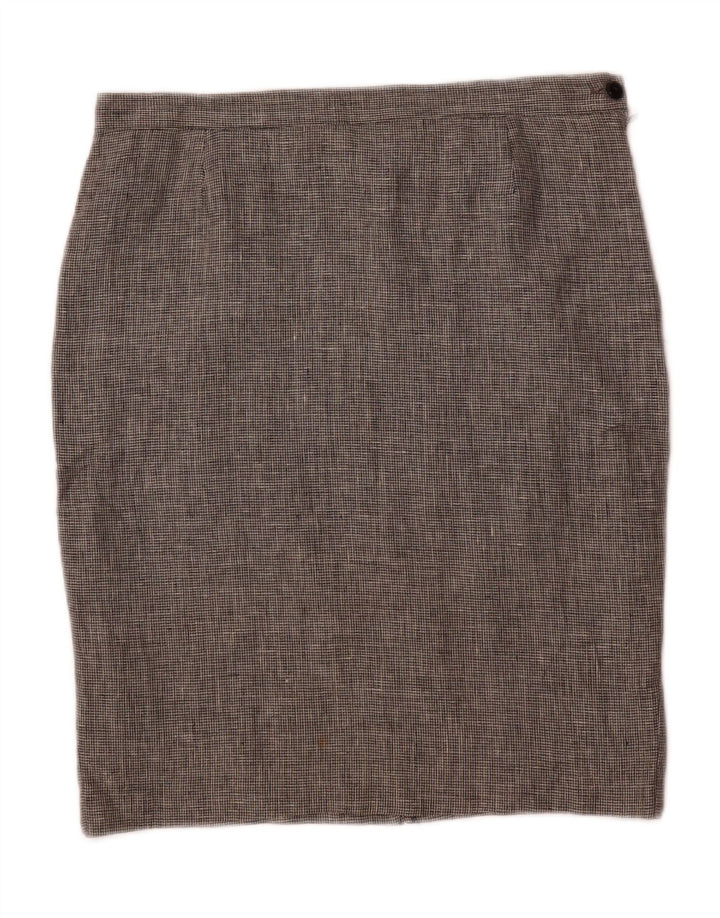 VINTAGE Womens Pencil Skirt UK 12 Medium W32 Grey Houndstooth Linen Vintage Vintage and Second-Hand Vintage from Messina Hembry 