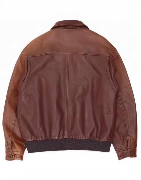 Giacca in pelle vintage da uomo UK 40 grande color marrone