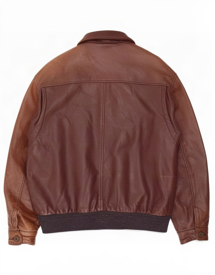 Giacca in pelle vintage da uomo UK 40 grande color marrone
