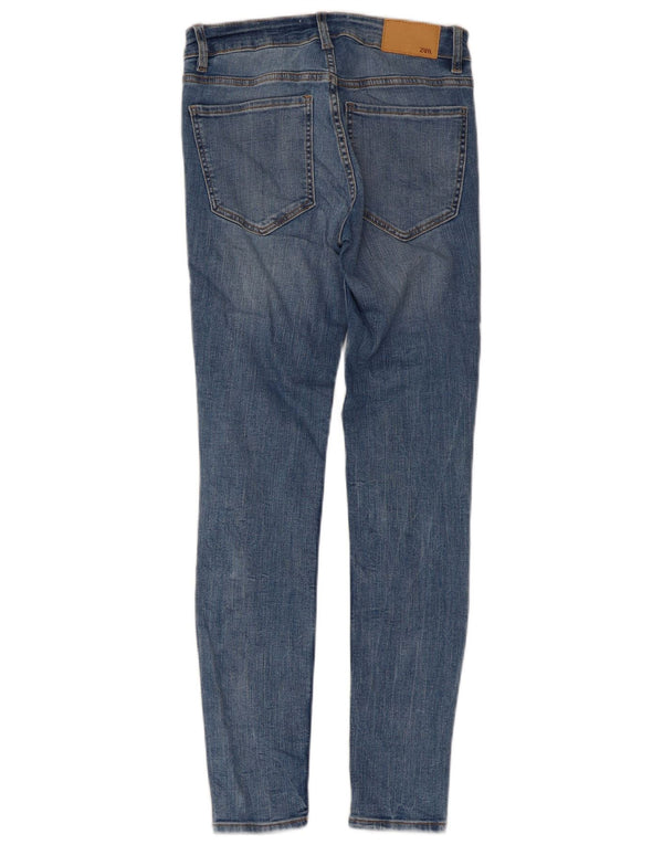 Jeans skinny a vita alta da donna Zara EU 36 XS W26 L29 cotone blu