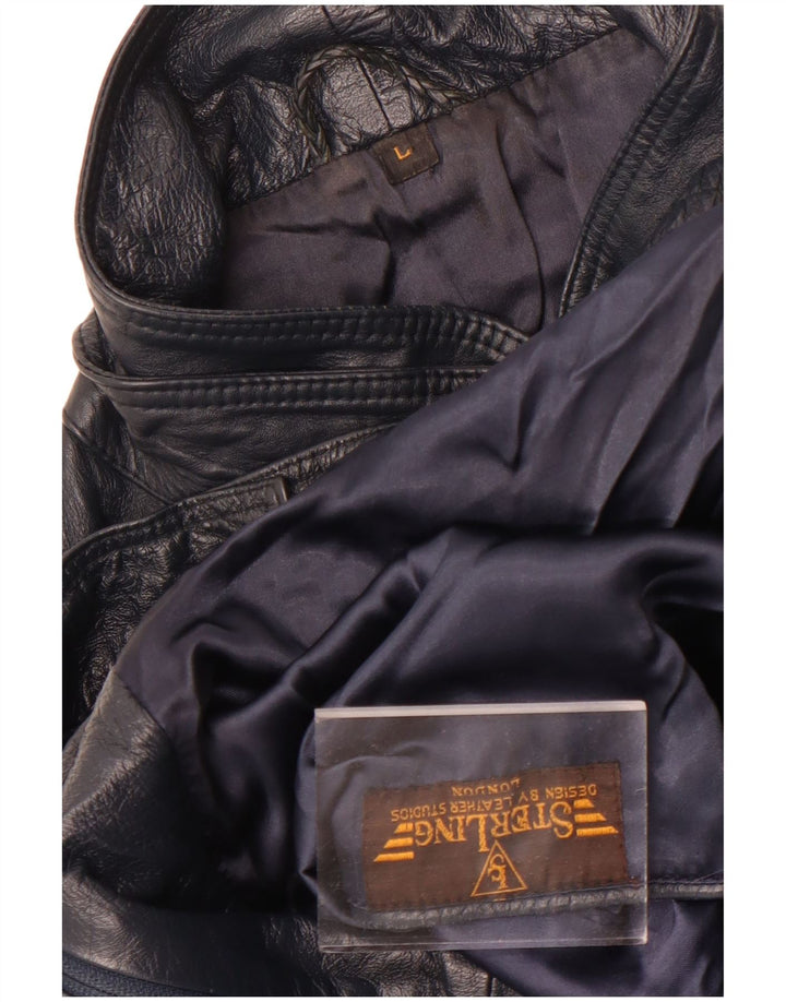 Giacca in pelle da uomo Sterling UK 40 Grande pelle blu navy