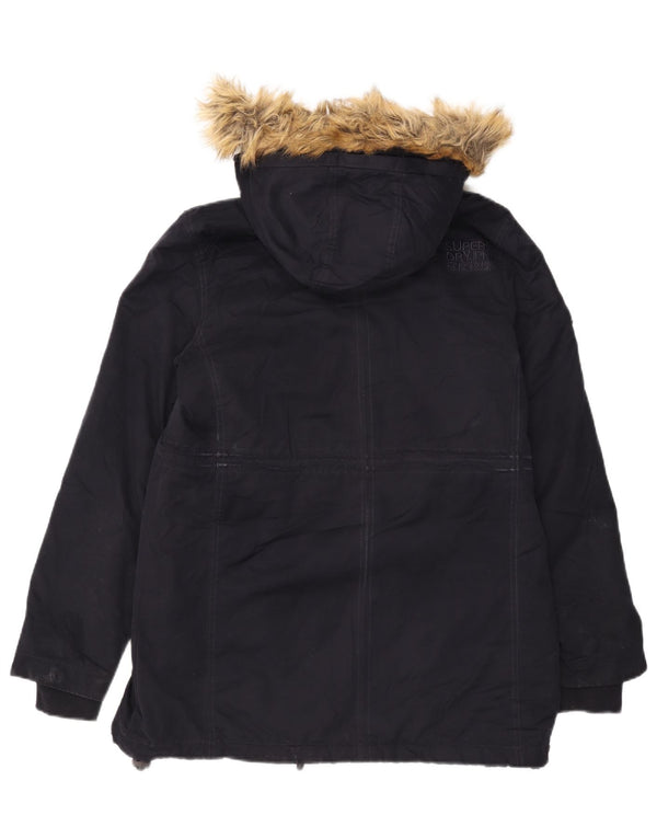 Giacca Parka Sherpa da donna con cappuccio Superdry UK 18 XL Poliestere blu navy