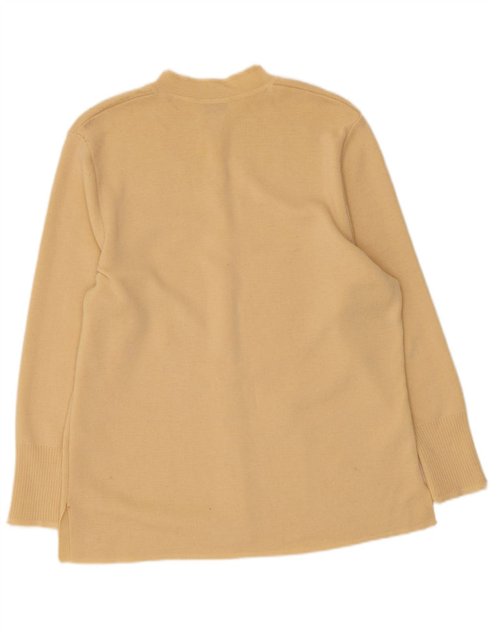 Maglione cardigan da donna vintage UK 16 grande lana beige