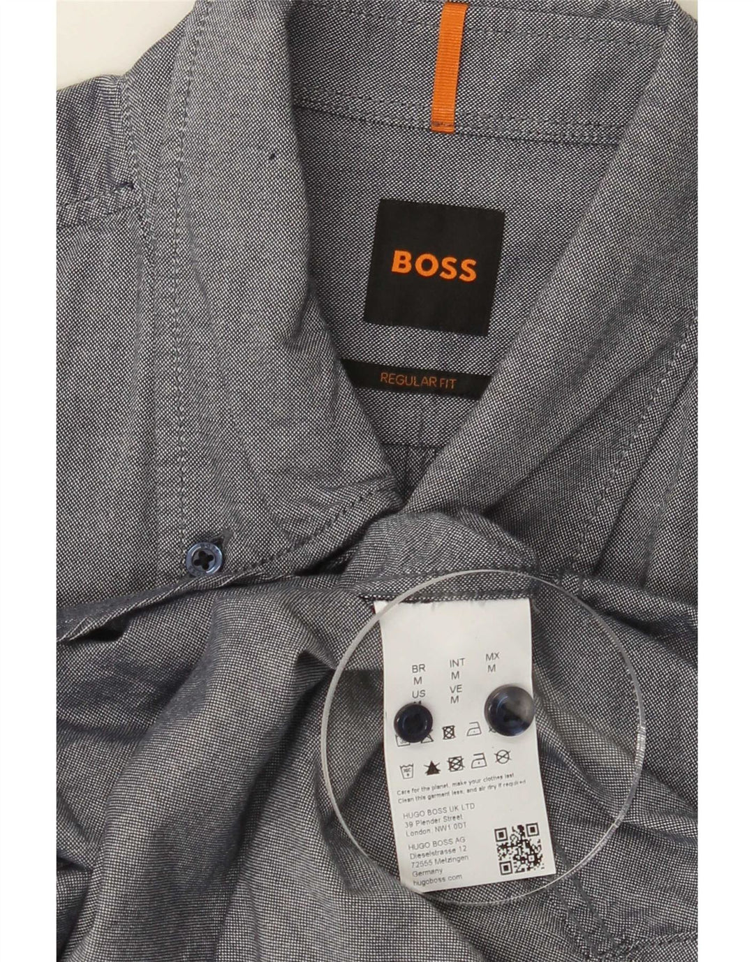 Camicia da uomo Regular Fit Hugo Boss in cotone blu medio