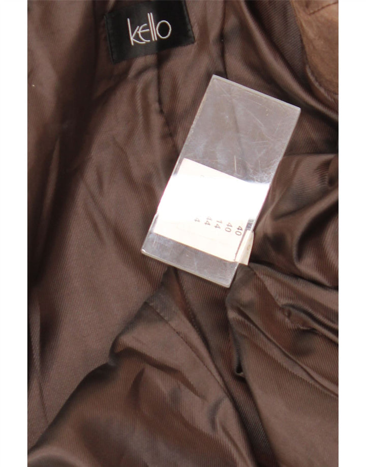 Giacca blazer in pelle da donna a 1 bottone Kello UK 14 Marrone medio