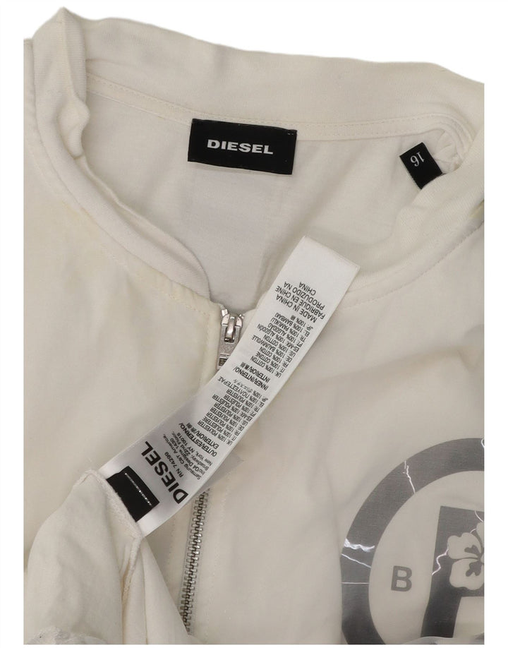 DIESEL Boys Graphic Tracksuit Top Jacket 15-16 Years White Polyester