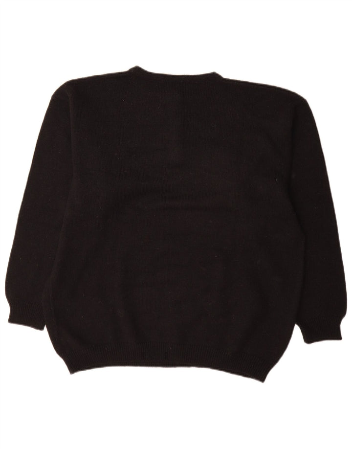 Baldini Maglione da Donna con Collo a Bottoni Maglione UK 16 Grande Nero Argyle/Diamante