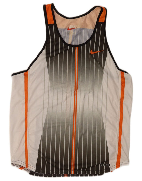 Canotta grafica Nike da uomo, piccola, in poliestere a righe bianche