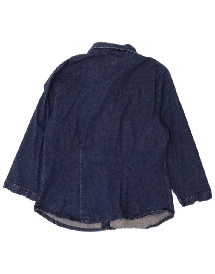 GAP Camicia in denim elasticizzato da donna con maniche a 3/4 UK 18 XL Cotone blu navy