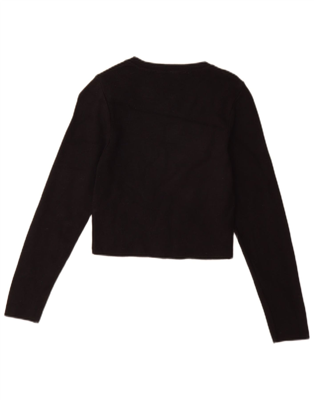 Top corto da donna Zara a maniche lunghe UK 14 grande viscosa nera