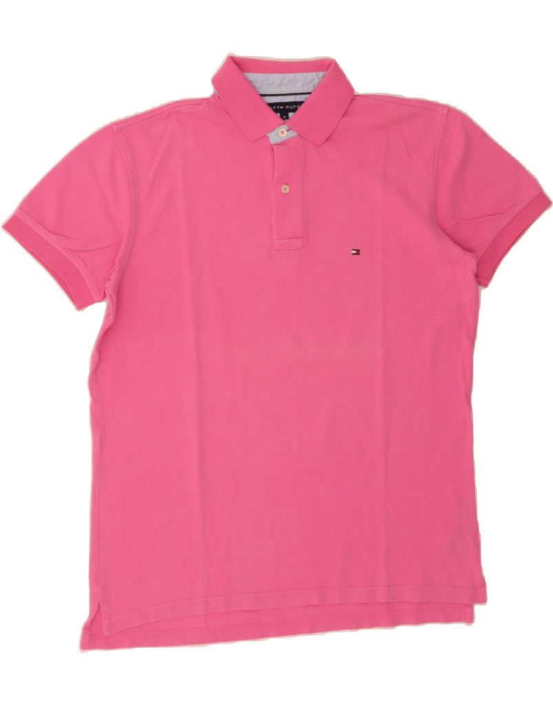 TOMMY HILFIGER Mens Polo Shirt Medium Pink Cotton Vintage Tommy Hilfiger and Second-Hand Tommy Hilfiger from Messina Hembry 