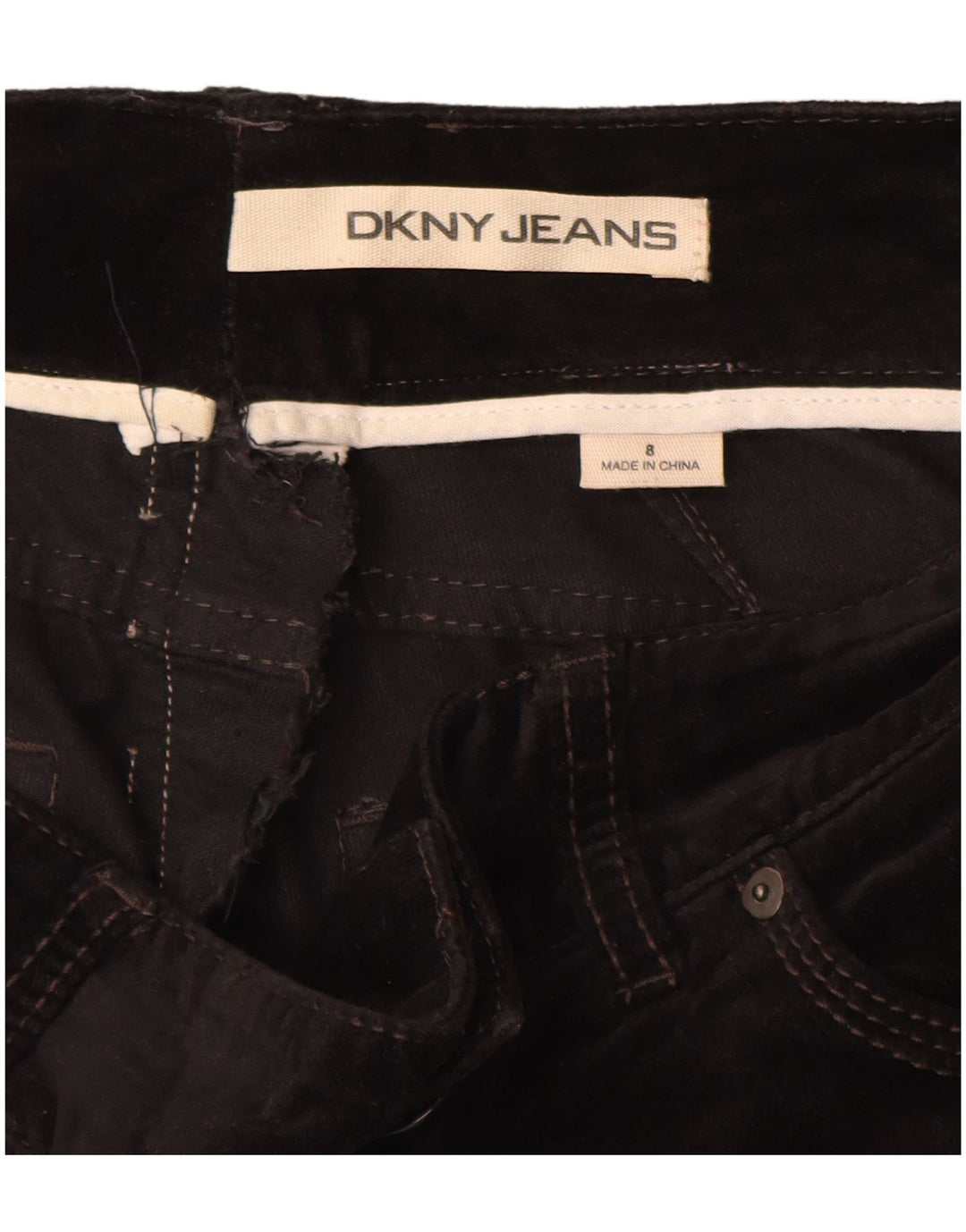 Pantaloni casual dritti in velluto da donna DKNY US 8 medi W30 L33 neri