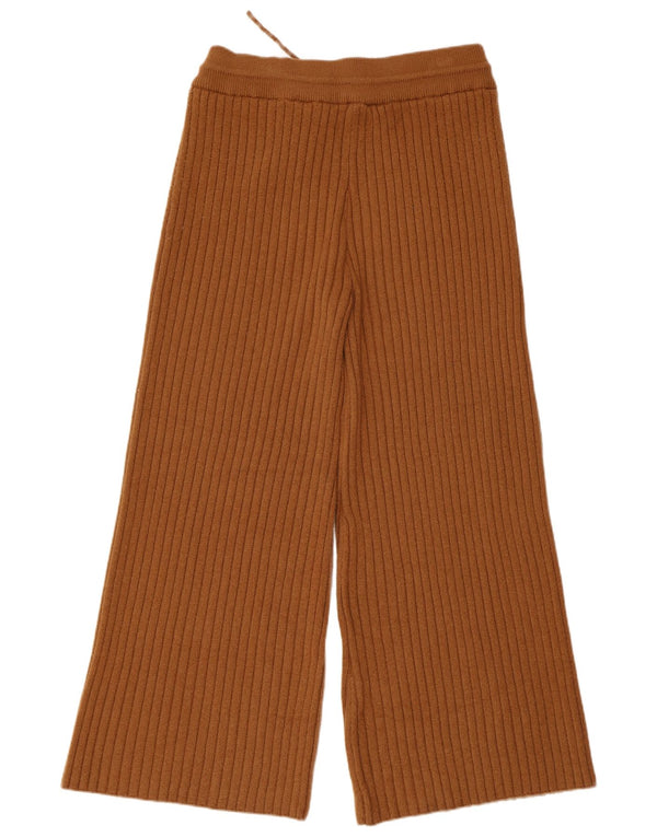 Pantaloni da tuta da donna Zara lavorati a maglia a gamba larga UK 16 grandi in acrilico marrone