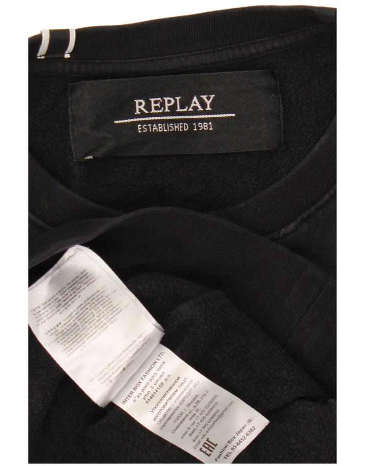 Felpa da donna Replay Jumper UK 16 grande cotone nero
