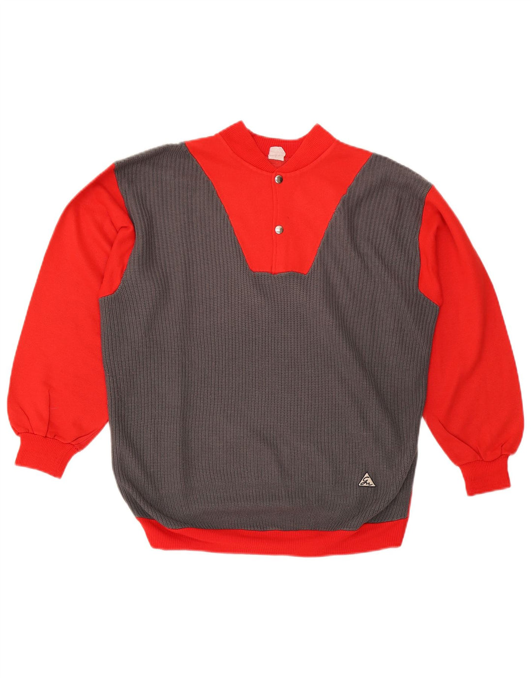 Felpa da uomo VINTAGE con collo abbottonato, maglione color rosso medio